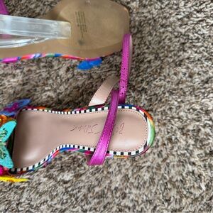 Betsey Johnson Hot Pink Multicolor Floral Strappy Sandal